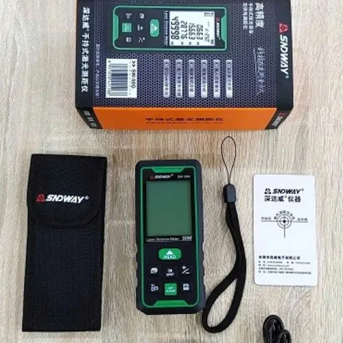 Máy Đo Khoảng Cách 50m Sndway SW-50G tia xanh pin tiểu